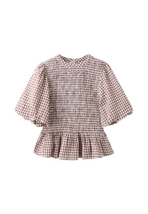 Stradivarius, SHORT SLEEVE PEPLUM BLOUSE - Blouse - dark brown