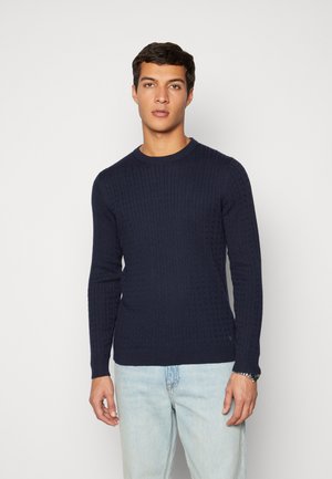 JPRBLADALLAS CABLE CREW NECK - Jumper - maritime blue/maritime navy