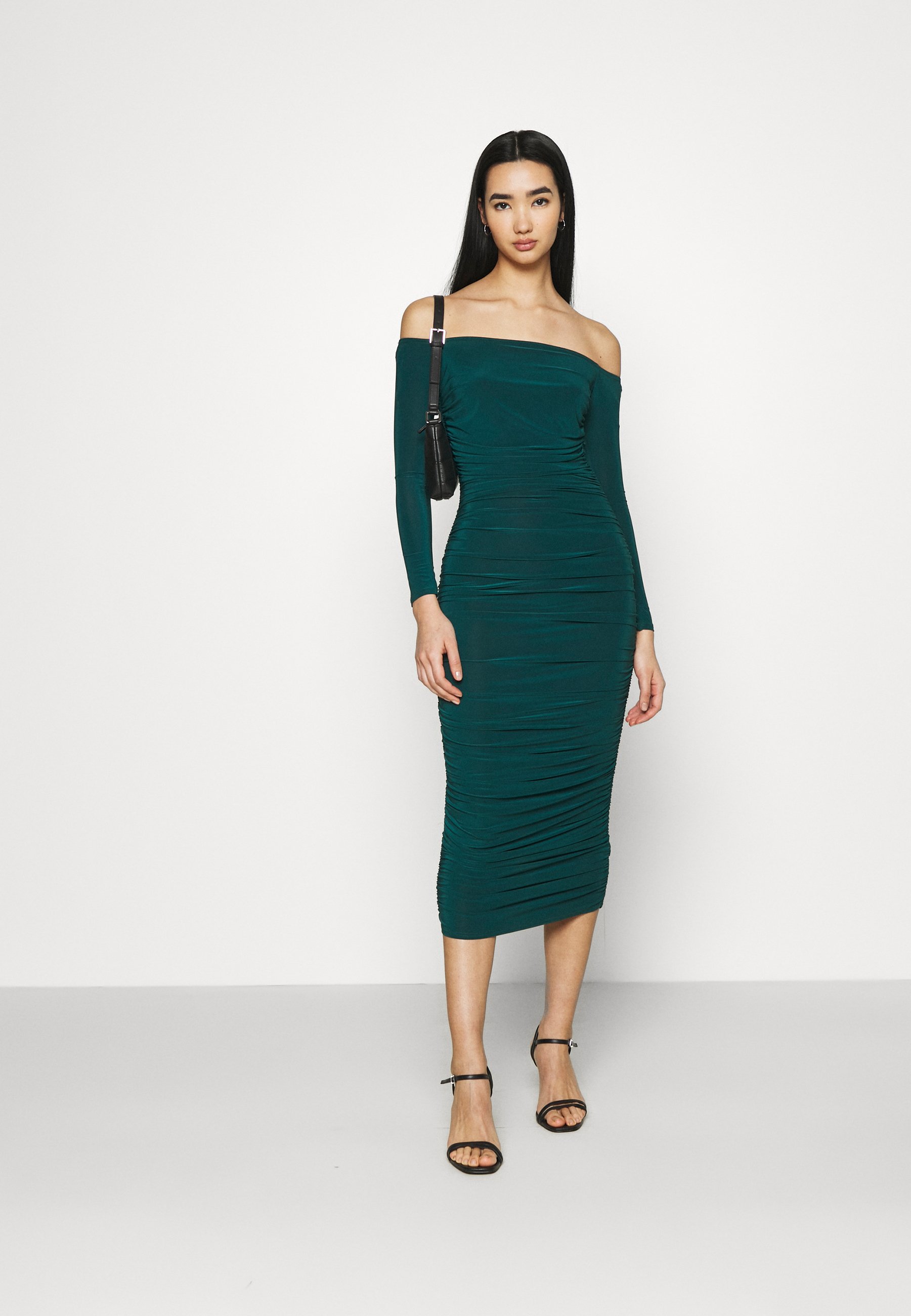 dark green bardot dress