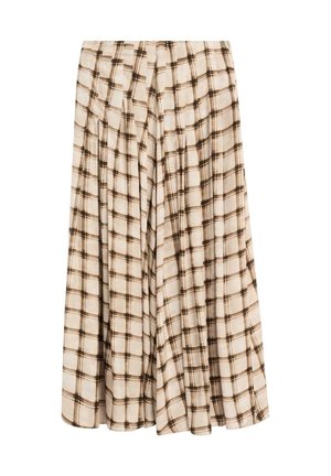 Massimo Dutti, FLOWING CHECK MIDI SKIRT CO-ORD - Jupe longue - brown