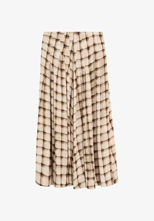Massimo Dutti, FLOWING CHECK MIDI SKIRT CO-ORD - Jupe longue - brown