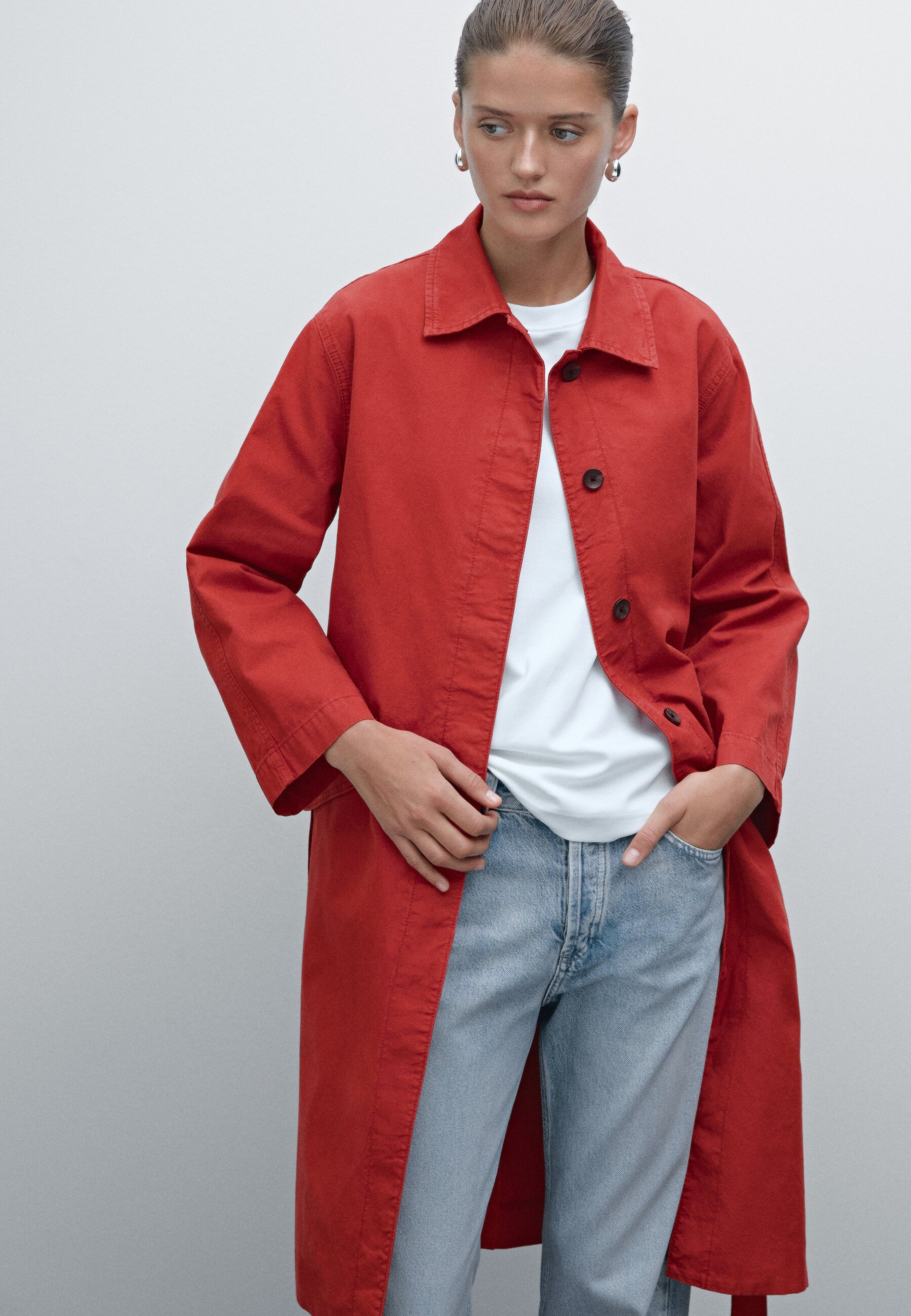 スペイン発♪Massimo Dutti☆100%コットンレッドトレンチコート スペイン発♪Massimo Dutti☆100%コットンレッドトレンチコート