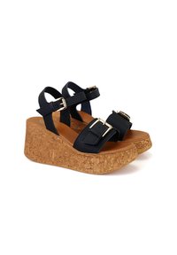 Desa Sandalen met plateauzool - black