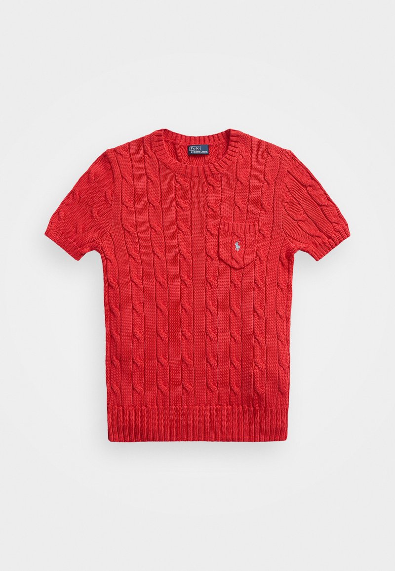 Polo Ralph Lauren Cable Knit Cotton Short Sleeve Sweater - Paprasti marškinėliai - post red