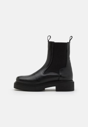 LEATHER  - Platform ankle boots - black