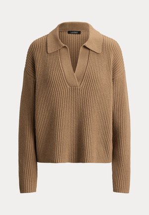 Lauren Ralph Lauren, WOOL-BLEND POLO SWEATER - Пуловер - lauren camel