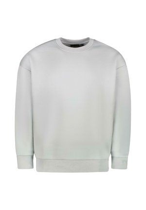 Witte sweatshirt met ronde hals, lange mouwen en geribde boorden en zoom. Gladde textuur, minimaal design en geen zichtbare logo's.