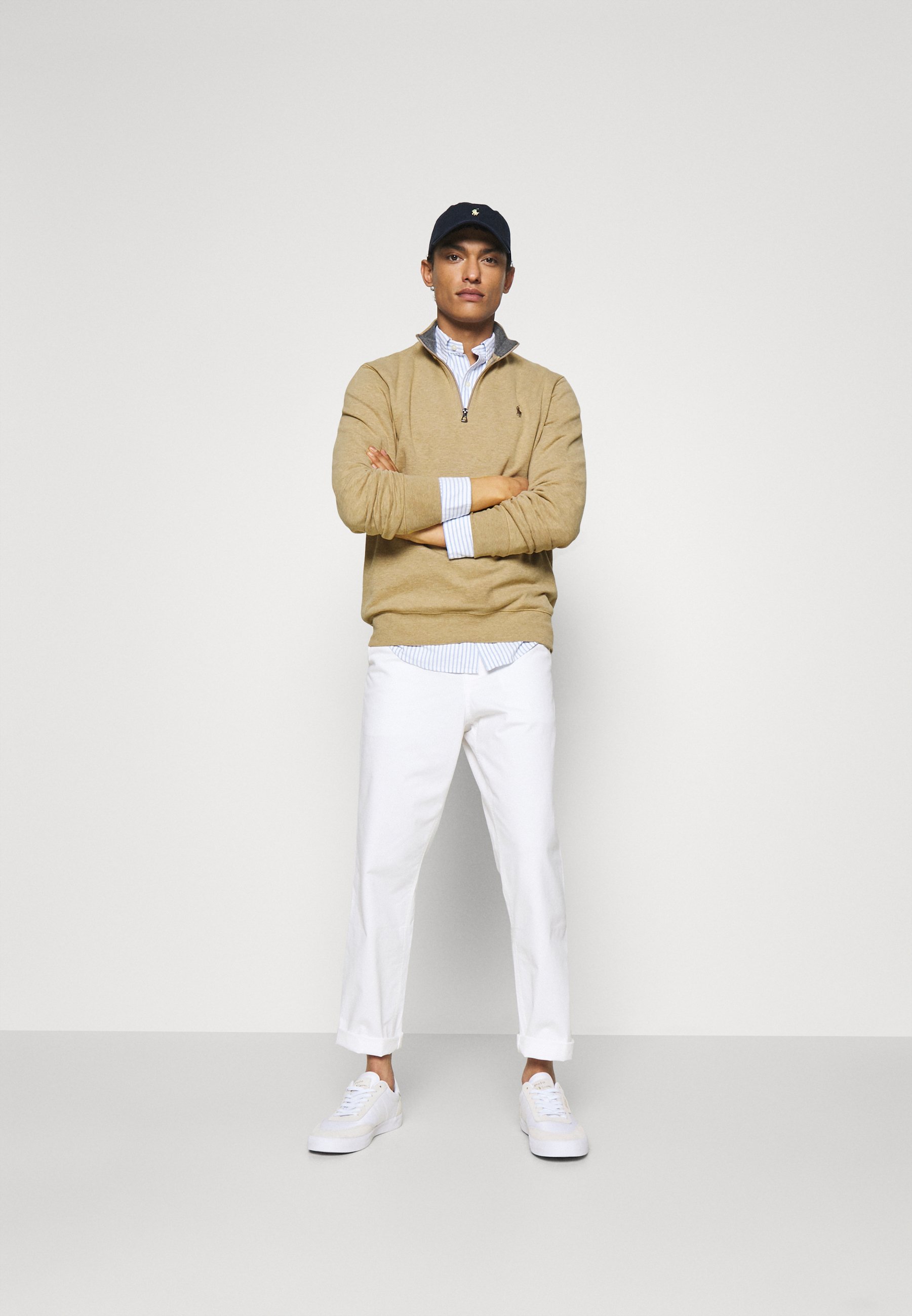 Polo Ralph Lauren JERSEY QUARTER-ZIP PULLOVER - Sudadera - luxury tan  heather/marrón claro - Zalando.es
