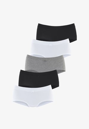 Set van vijf onderbroeken in zwart, wit en grijs. Gemaakt van zachte katoen met een soepele textuur en een kleine strikaccent op de tailleband.