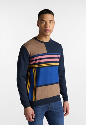 COLLO TONDO CON  FANTASIA - Maglione - blu scuro