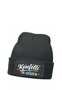 MoonWorks MIT PATCH SPRUCH FASCHING KARNEVAL PARTY - Beanie - dunkelgrau