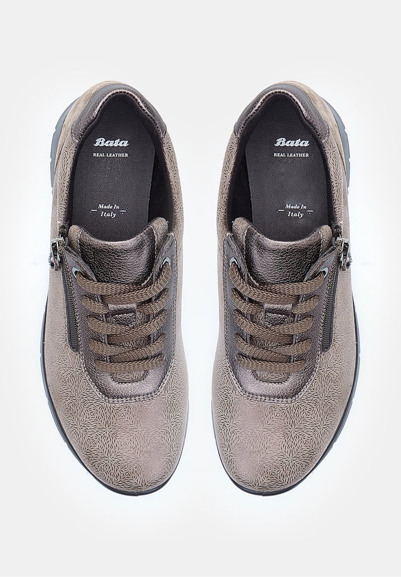 Sneaker Donna BATA Con Plateau E Zip - Tomaia Con Inserti Lucidi E Animalier, Zeppa Posteriore, Comode E Versatili Per Ogni Occasione