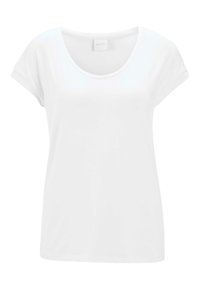 Witte korte mouwen t-shirt met een ronde hals, gemaakt van een gladde stof. Heeft een relaxte pasvorm en een rechte zoom.
