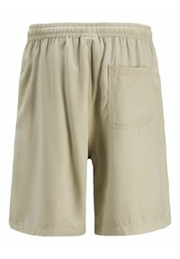 Shorts beiges avec une taille élastique et une poche arrière unique. Fabriqués en matériau léger avec une texture lisse et une coupe droite.