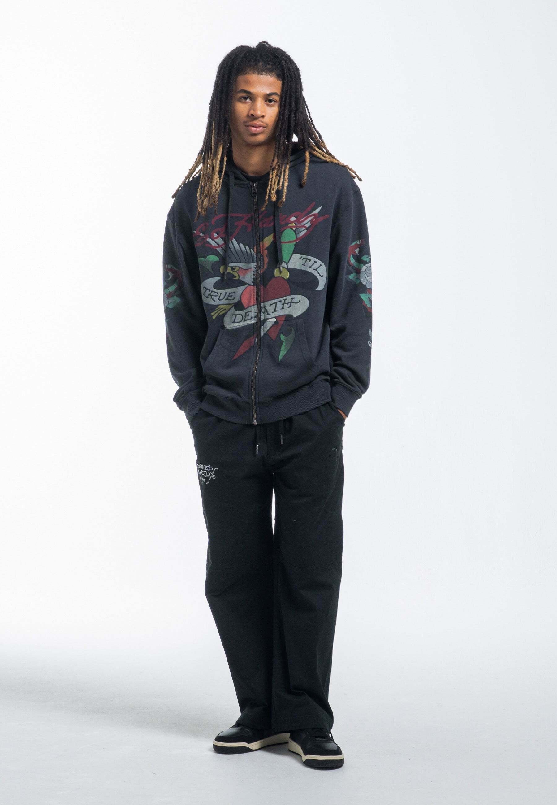 Ed Hardy ED HARDY MENS TRUE SNAKE ZIP THROUGH HOODIE