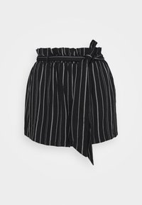 Černobílá pruhovaná zavinovací sukně s volánkovým pasem a zavazováním vpředu. Vyrobena z lehkého materiálu.