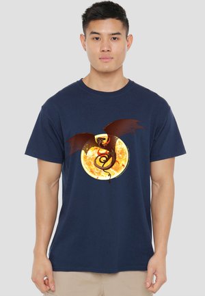Cotton Soul, HARRY POTTER HUNGARIAN HORNTAIL AND SUN - Print T-shirt - dark blue