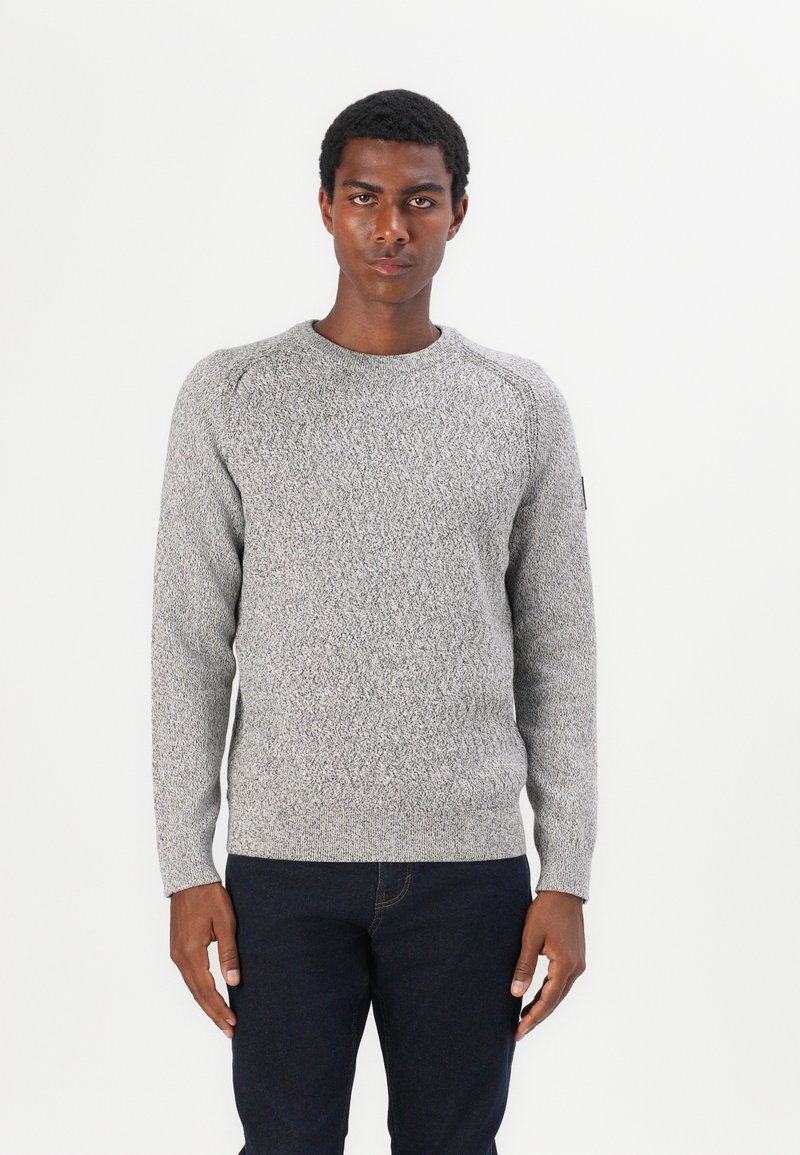 TOM TAILOR STRUCTURED MULTICOLOR CREW NECK - Strikkegenser - beige/off white