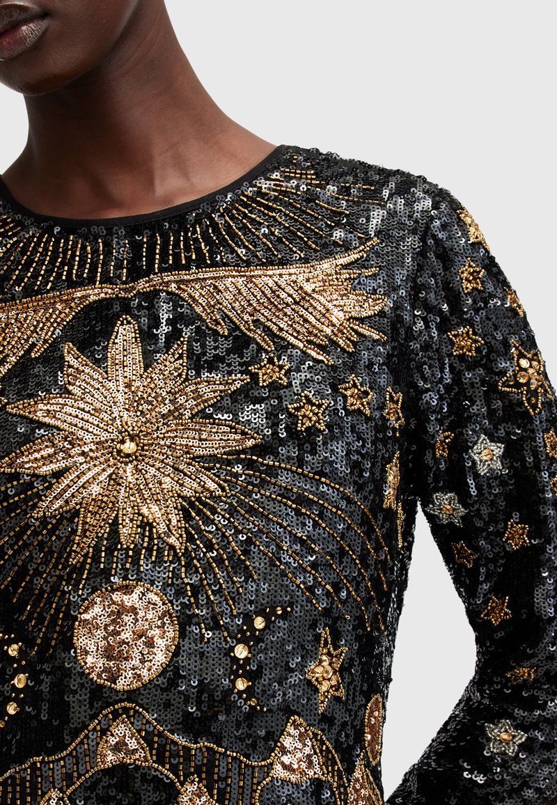 chinese dress ladies A/W 1995 Gold Turtleneck Fully Sequin Embellished Long Sleeve Gown