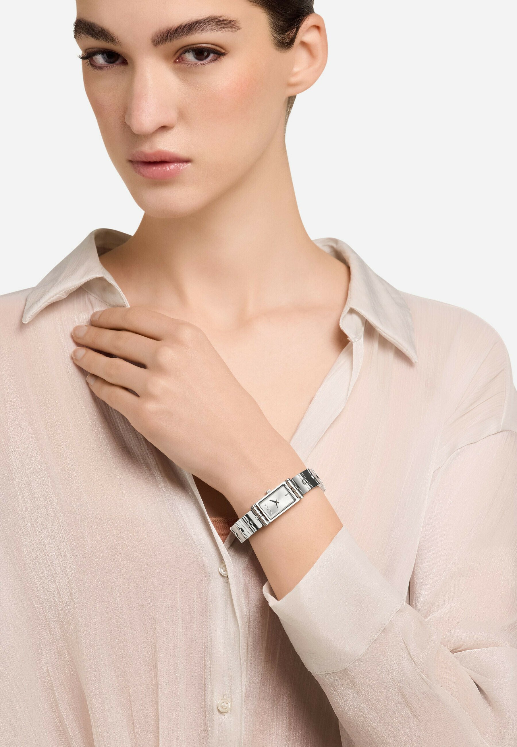 Furla Silver and White Rectangular Watch FURLA – Steel Collection ✨ (Dual Time) Original Furla  main image 2