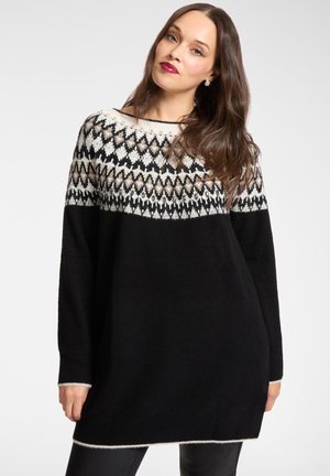 FAIR ISLE RICAMATA A MANO - Pullover - nero