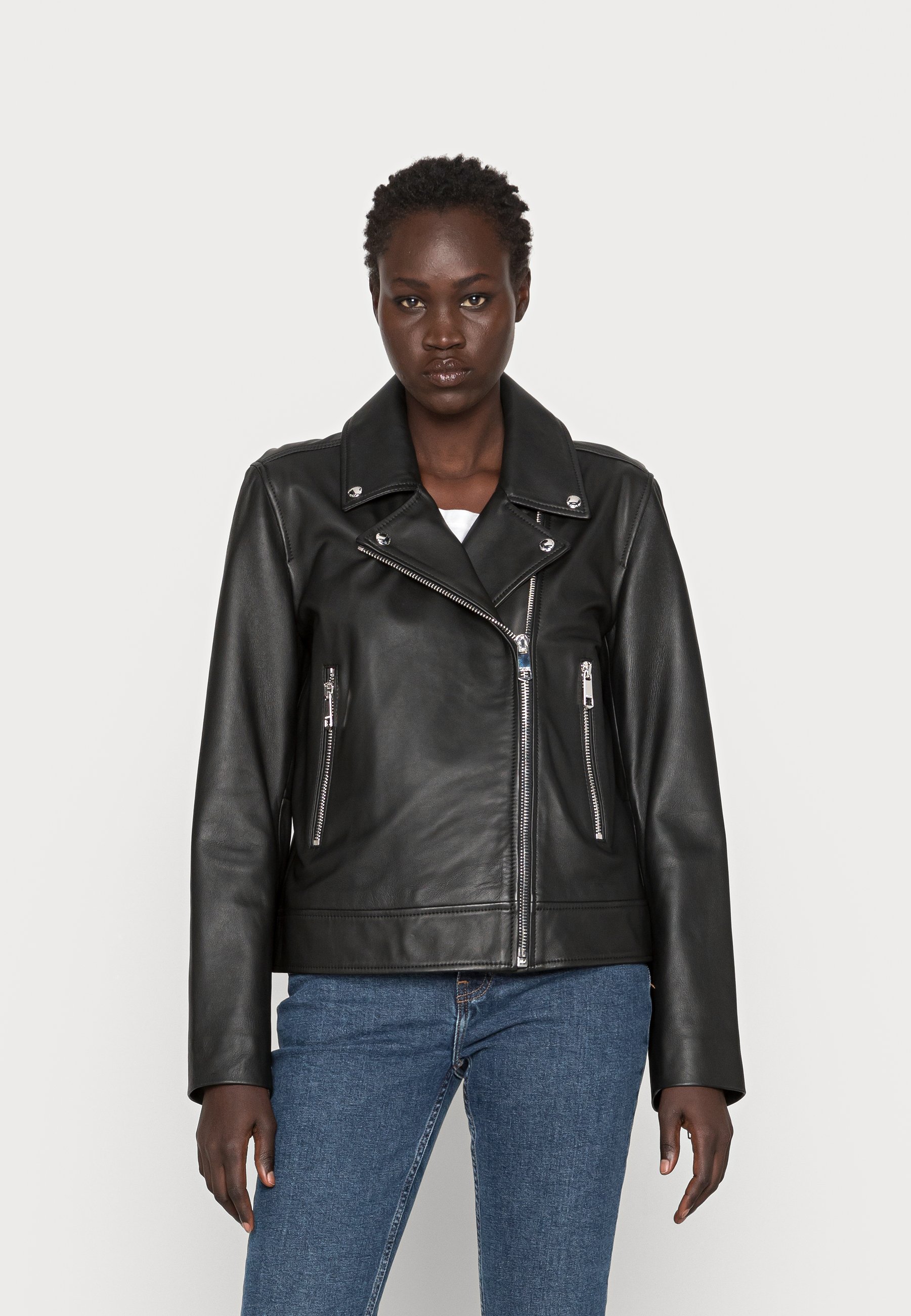 Definición temporal Masaje Tommy Hilfiger BIKER JACKET - Chaqueta de cuero - black/negro - Zalando.es