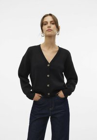 Vero Moda ROLL V-NECK - Adīta jaka - black