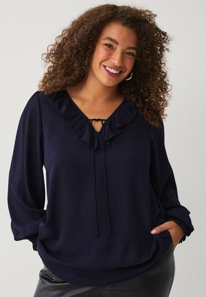 MIT RÜSCHE - Blouse - dunkelblau