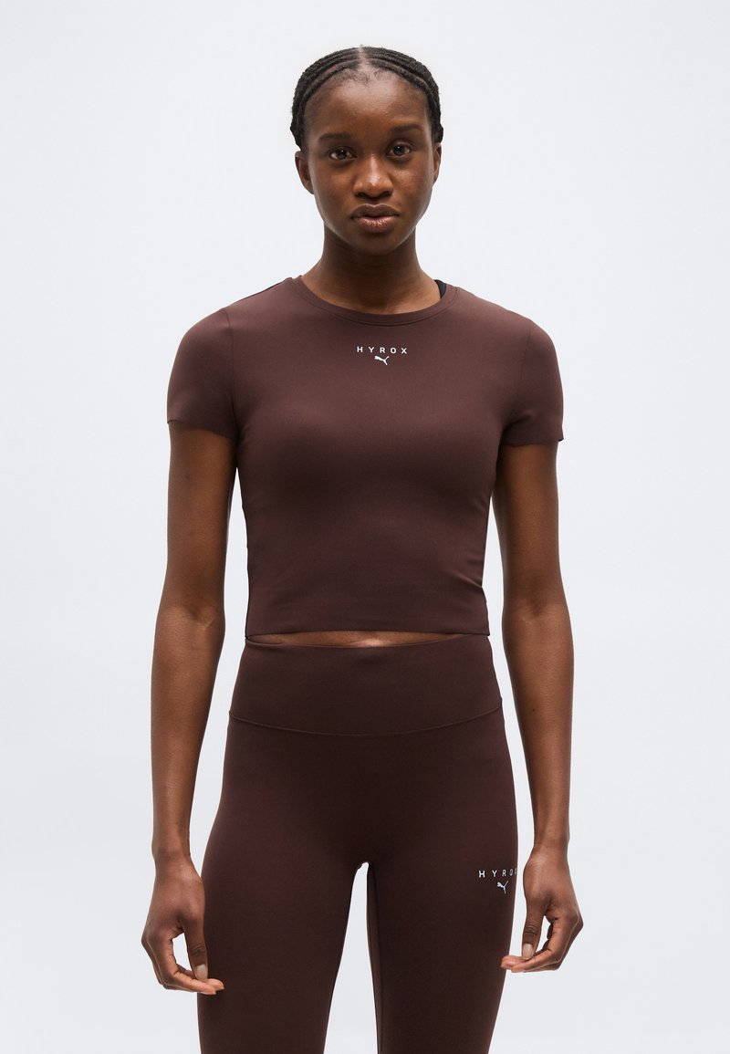 PUMA X HYROX SHAPELUXE CROP - Sportovní tričko - chocolate brown