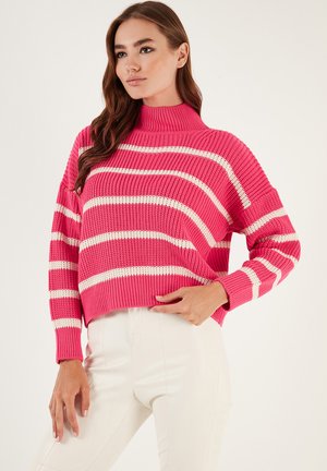 Strickpullover - fuchsia cream