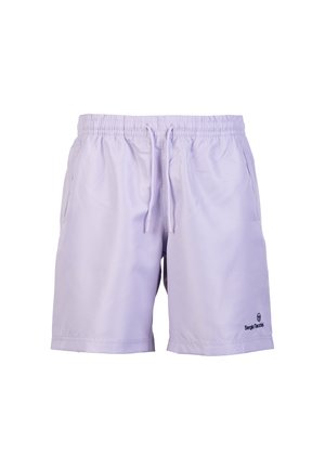 Lavender zwembroek gemaakt van lichtgewicht stof. Heeft een elastische tailleband met trekkoord, zijzakken en een klein logodetail.