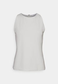 Ärmlös ljusgrå topp i ett mjukt tyg, med rund halsringning och en diskret dragkedja baktill, i en avslappnad passform.