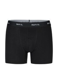 Svarta bomullskalsonger med en figurnära design, elastiskt midjeband med text och sömdetaljer.