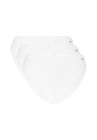 Weiße Baumwollunterhosen im Dreierpack. Aus weichem Stoff, klassischem Schnitt und einem elastischen Bund mit einem kleinen Logotag. Glatte Textur.