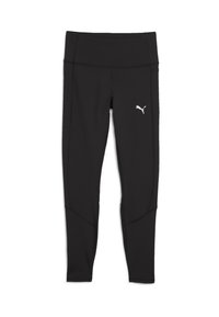 Melni sportiski legingi ar augstu jostasvietu, izgatavoti no gluda, elastīga auduma. Sānos ir neliels balts Puma logo.
