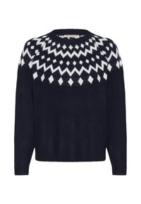 Strickpullover - navy w/white jaquard