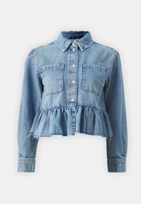 ONLY Petite ONLELLI FRILL - Πουκαμίσα με κουμπιά - medium blue denim
