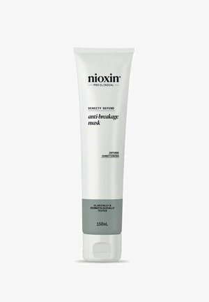 Nioxin Density Defend Anti-Breakage-Maske in einer weißen und grauen Tube, 150 ml, mit schwarzem Text und einem Klappdeckel.