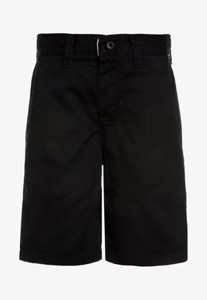 Sorte shorts lavet af bomuld med en glat tekstur. Har knaplukning foran, hagningsløkker og funktionelle sidelommer. Flad frontdesign.