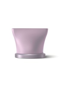 Jardinière ronde à forme effilée, en matériau lisse de couleur violet clair, avec une base assortie. Aucune texture ni détail visible.