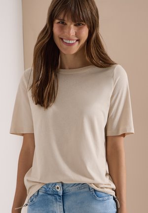 Cecil T-SHIRT WITH SIDE DRAWSTRING - T-shirt basique - pearl beige