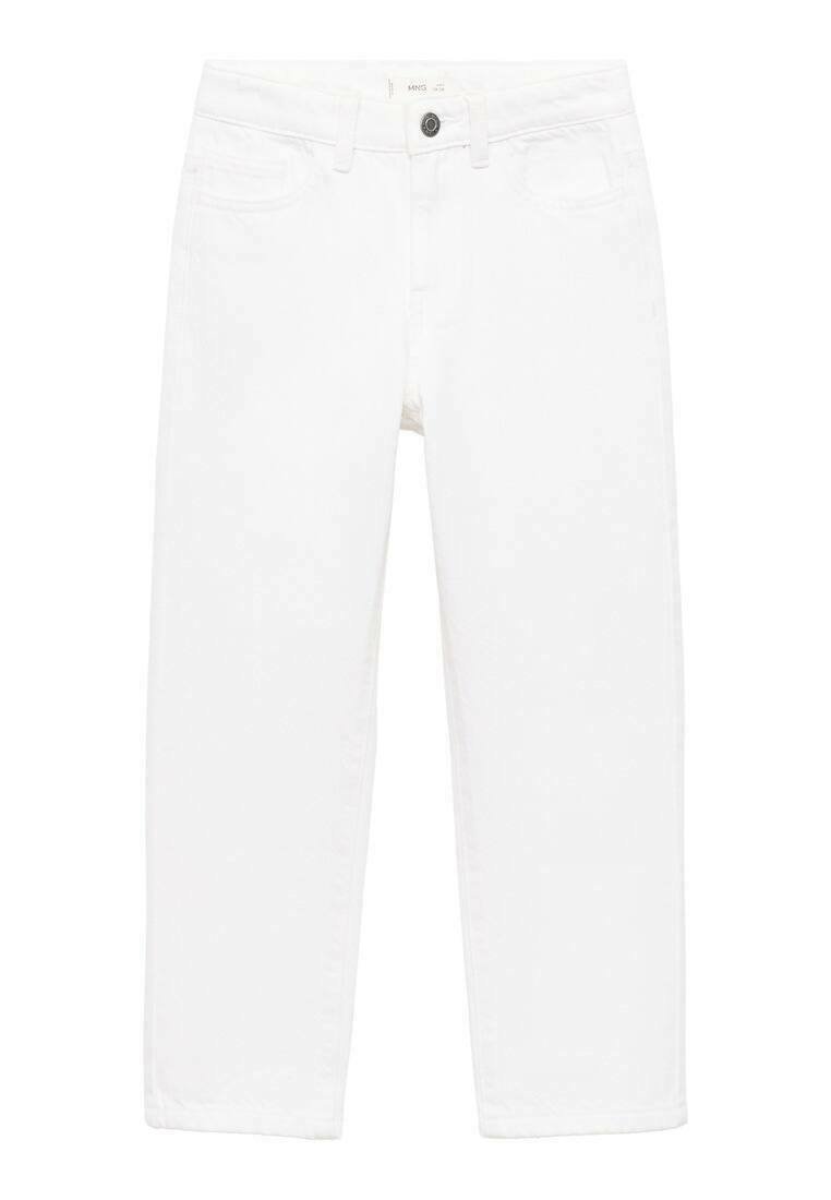 Jeans bianchi realizzati in cotone con un design classico a gamba dritta. Caratterizzati da cinque tasche e una chiusura con bottone e zip.