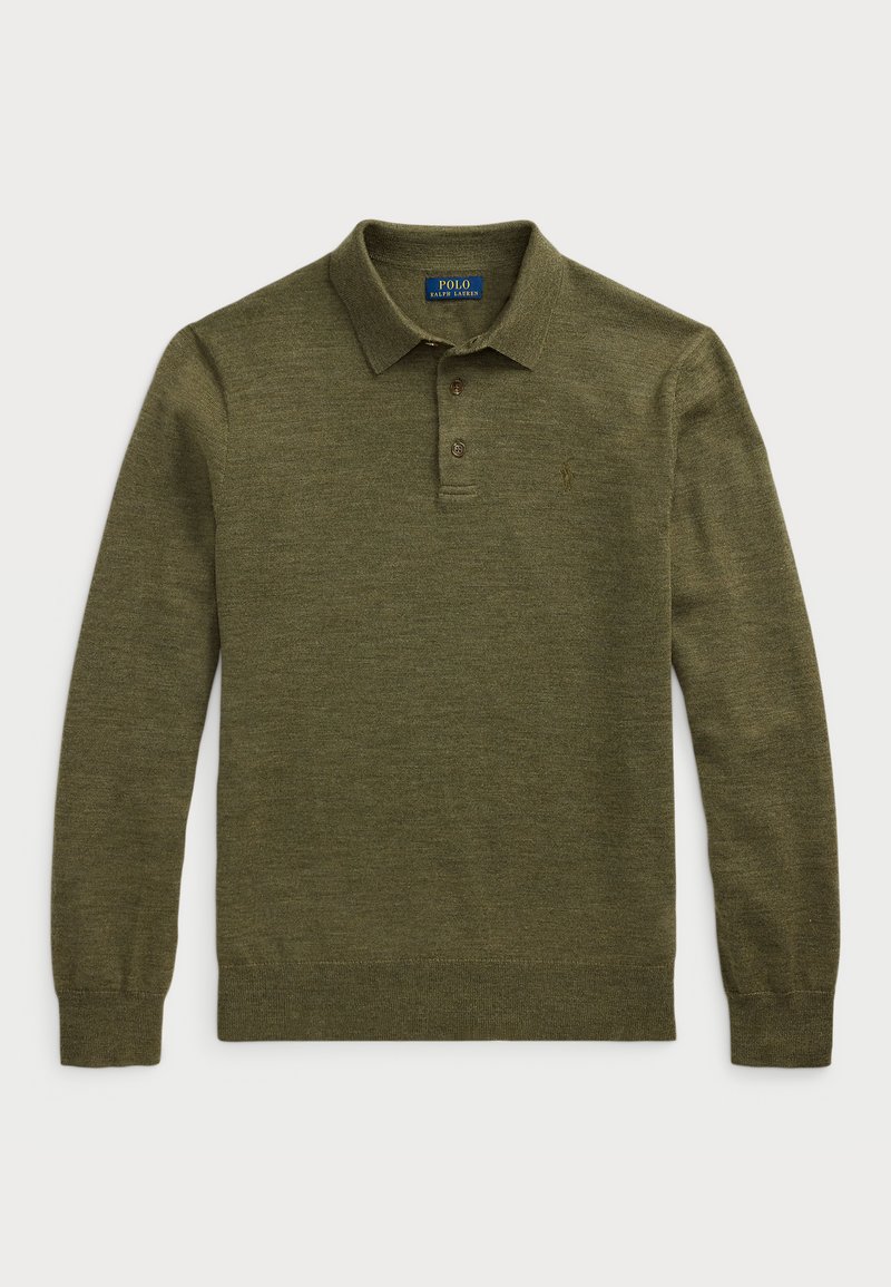 Polo Ralph Lauren WASHABLE WOOL POLO-COLLAR SWEATER - Pulóver - cargo olive heather