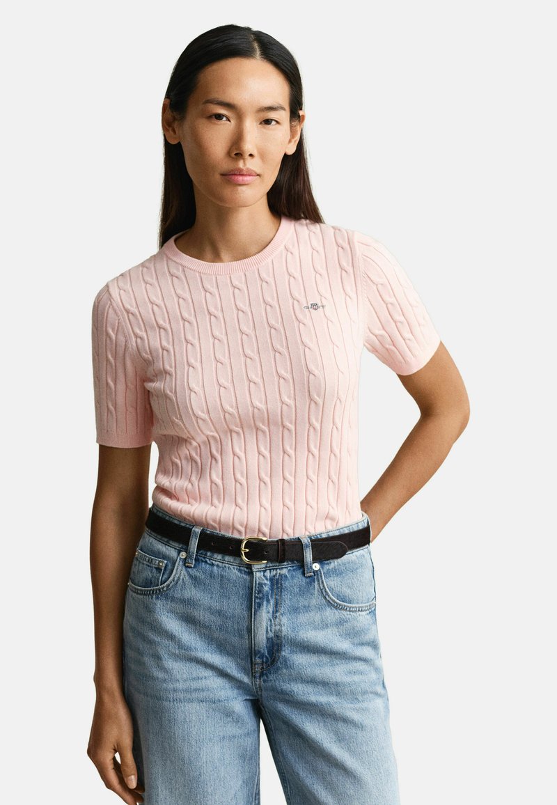 GANT STRETCH CABLE - Triko s potiskem - apricot pink