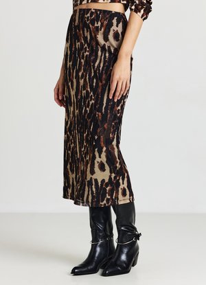 MIDI ANIMALIER - Jupe trapèze - var marrone scuro