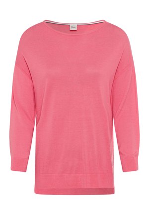 Rozew loose-fit sweater met een brede halslijn, driekwart mouwen en geribde manchetten. Gemaakt van zachte, lichte stof.