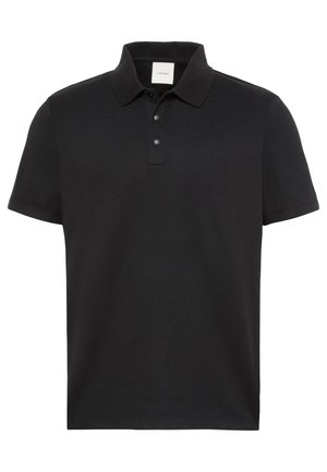 Μαύρο πόλο μπλουζάκι κοντομάνικο με γιακά και τρία κουμπιά, με διακριτική σήμανση Calvin Klein στο στήθος.