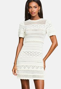 Lipsy REGULAR FIT - CROCHET FIT AND FLARE SHORT SLEEVE SUMMER  - Neulemekko - white