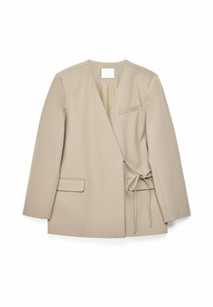 NA-KD, OVERSIZED TIE DETAIL BLAZER - Halflange jas - taupe