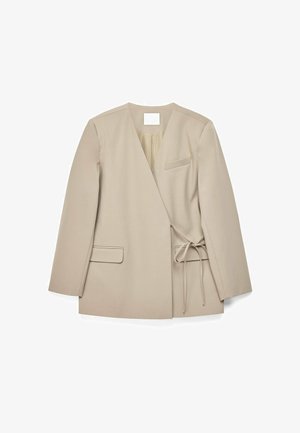NA-KD, OVERSIZED TIE DETAIL BLAZER - Halflange jas - taupe